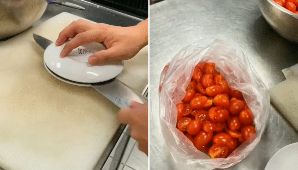 cortar tomates cereja